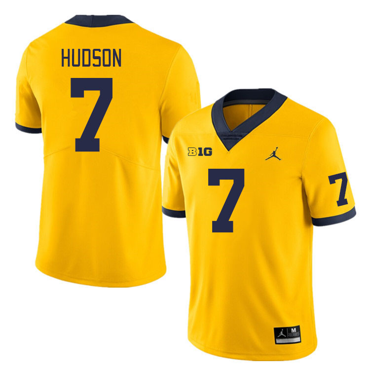 Michigan Wolverines #7 Khaleke Hudson College Football Jerseys Stitched Sale-Maize